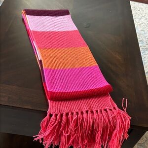 Echo Soft Pink and Red Knit Scarf
